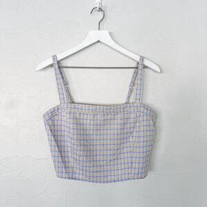Elodie Plaid Square Neck Crop Top Extra Large NWOT